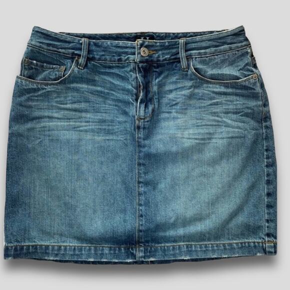 HILFIGER 100% COTTON VINTAGE Y2K WESTERN BOHO DENIM MINI SKIRT BLUE - 6 - Picture 1 of 8